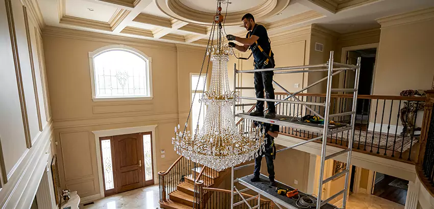 Two-Story Foyer Chandelier Installation in Dublin