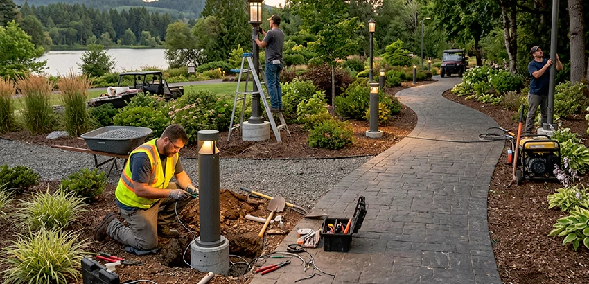 Landscape Post, Pole, and Bollard Lighting Installation in Dublin